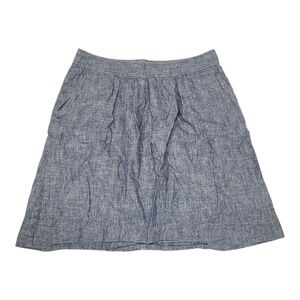 Eileen Fisher Chambray A Line Skirt Denim Hemp Cotton Knee Length No Split sz M